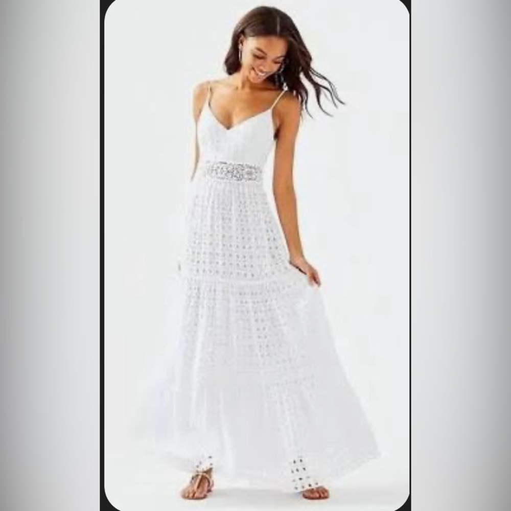 Lilly Pulitzer White Eyelet Melody Maxi Dress Size 14
